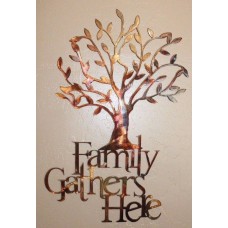Family Gathers Here Olive Tree 21 1/2" x 14" Metal Wall Art Copper/Bronze   162864043381